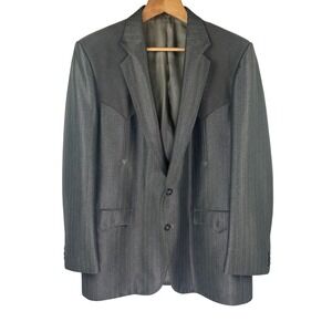 Circle S Mens 46L Western Blazer Gray Suede Yoke Sport Coat Made in USA